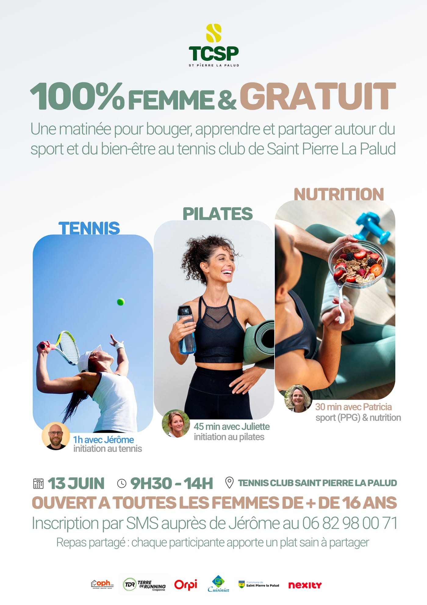 Affiche — Tennis féminin (pilates, nutrition, tennis)
